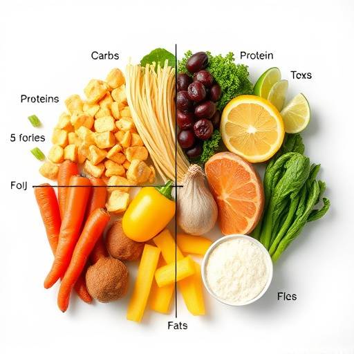 A visual representation of the three macronutrients: carbohydrates, proteins, and fats, with examples of food sources for each.