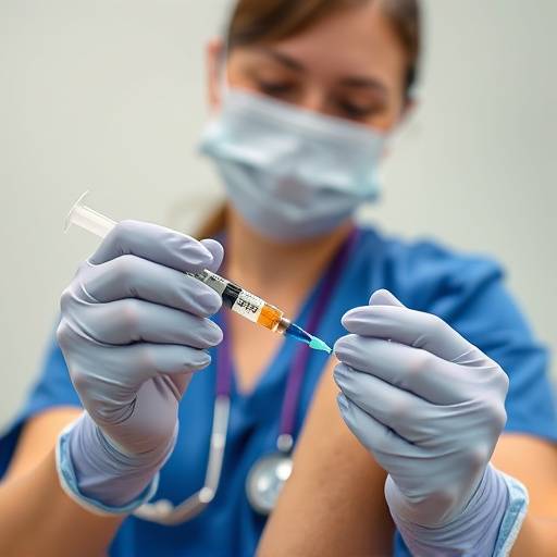 Close-up of a nurse administering a vaccination with a syringe, highlighting the protection against diseases