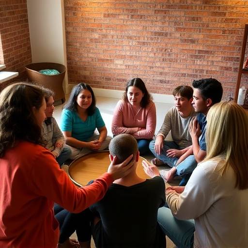 People sitting in a circle during a support group meeting