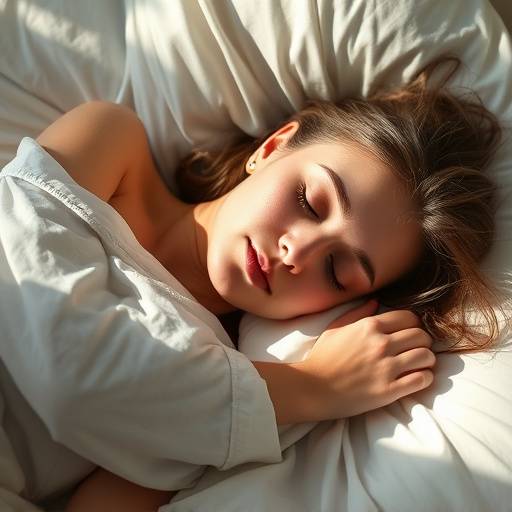Woman peacefully sleeping in her bed